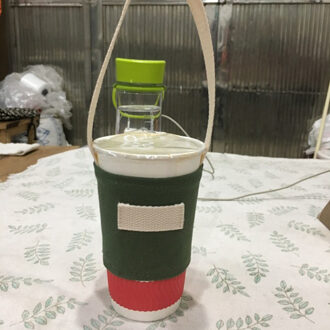 Canvas Afdrukken Melk Thee Set Drinken Fles Band Draagbare Water Fles Houder Draagtas Koffiekopje Opslag Sleeve Cover Pouch leger groen