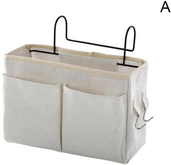 Canvas Bedside Opknoping Pocket Opbergtas Slaapkamer Magazine Pouch Speelgoed Thuis Luier Houder Organizer Caddy Doos Baby Tissue Sto Z3M9 wit