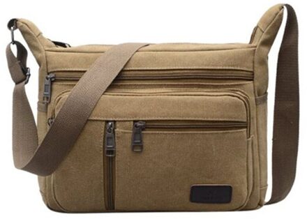 Canvas Crossbody Tassen Enkele Schoudertassen Reizen Casual Handtassen Messenger Bags Stevige Rits Schooltassen Voor Tieners khaki