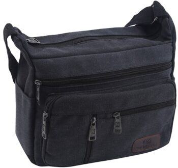 Canvas Crossbody Tassen Enkele Schoudertassen Reizen Casual Handtassen Messenger Bags Stevige Rits Schooltassen Voor Tieners zwart