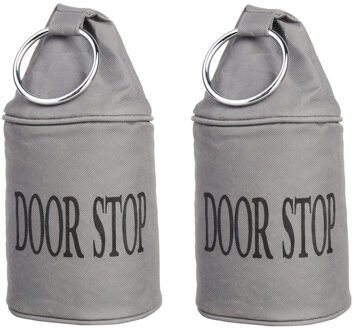 Canvas deurstopper grijs met ring - 2x - H15 cm - Deur vastzetter - Deurstop 2,7 kg