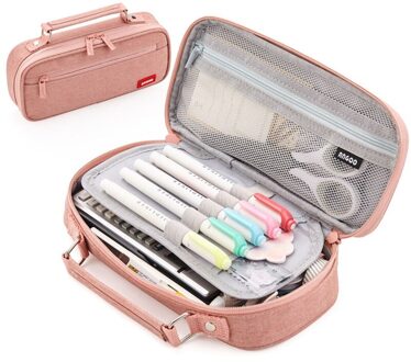 Canvas Dubbele Laag Grote Capaciteit Etui Kawai Kids Schoolbenodigdheden Make Up Bag Pen Box Storage Pouch Schoolbenodigdheden roze