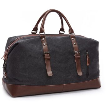 Canvas Grote Capaciteit Reizen Retro Leisure Sport Stijl Draagbare Reistas zwart