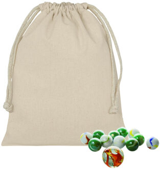 Canvas knikker zak met koord - 15 x 20 cm - knikkers opbergen