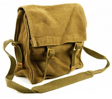 Canvas legergroene pukkel tas 25 x 24 x 10 cm - Schoudertas