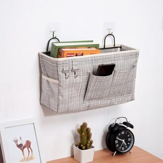 Canvas Nachtkastje Muur Opknoping Diversen Opbergtas Sokken Boek Opslag Opknoping Tas Home Decor Opslag Houder Opknoping Organisator grijs streep