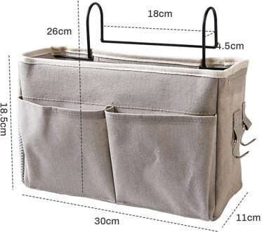 Canvas Nachtkastje Opknoping Organizer Bag School Nachtkastje Tijdschrift Opslag Pouch Telefoon Houder Tas Thuis Organizer Met Haak Pocket B 30x11x18.5cm