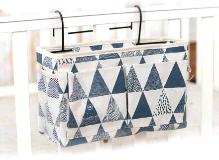 Canvas Nachtkastje Opknoping Organizer Bag School Nachtkastje Tijdschrift Opslag Pouch Telefoon Houder Tas Thuis Organizer Met Haak Pocket Bag blauw Triangle