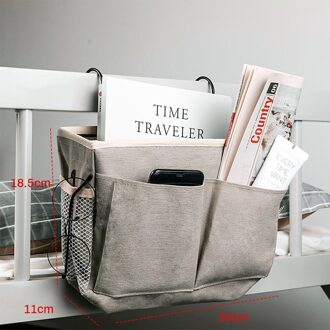 Canvas Nachtkastje Opknoping Organizer Bag School Nachtkastje Tijdschrift Opslag Pouch Telefoon Houder Tas Thuis Organizer Met Haak Pocket C 30x11x18.5cm