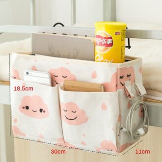 Canvas Nachtkastje Opknoping Organizer Bag School Nachtkastje Tijdschrift Opslag Pouch Telefoon Houder Tas Thuis Organizer Met Haak Pocket E 30x11x18.5cm