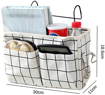 Canvas Nachtkastje Opknoping Organizer Bag School Nachtkastje Tijdschrift Opslag Pouch Telefoon Houder Tas Thuis Organizer Met Haak Pocket K 30x11x18.5cm