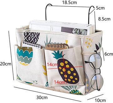 Canvas Nachtkastje Opknoping Organizer Bag School Nachtkastje Tijdschrift Opslag Pouch Telefoon Houder Tas Thuis Organizer Met Haak Pocket R 30x10x20cm