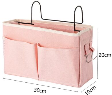 Canvas Nachtkastje Opknoping Organizer Bag School Nachtkastje Tijdschrift Opslag Pouch Telefoon Houder Tas Thuis Organizer Met Haak Pocket U 30x10x20cm