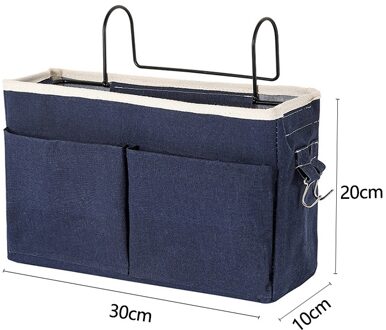 Canvas Nachtkastje Opknoping Organizer Bag School Nachtkastje Tijdschrift Opslag Pouch Telefoon Houder Tas Thuis Organizer Met Haak Pocket V 30x10x20cm