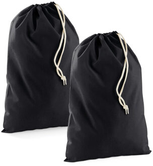 Canvas opberg zakjes/tasjes - 2x - zwart - 30 x 45 cm - katoen - 8 liter