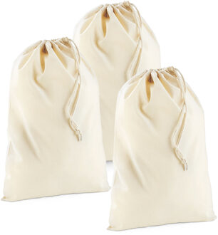 Canvas opberg zakjes/tasjes met afsluitkoord - 10x - wit - 40 x 50 cm - katoen - cadeau tasjes