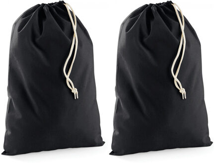 Canvas opberg zakjes/tasjes met afsluitkoord - Pakket van 50x stuks - zwart - 40 x 50 cm - katoen