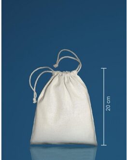 Canvas opbergzakje - 1x - naturel - met koord - 15 x 20 cm Beige