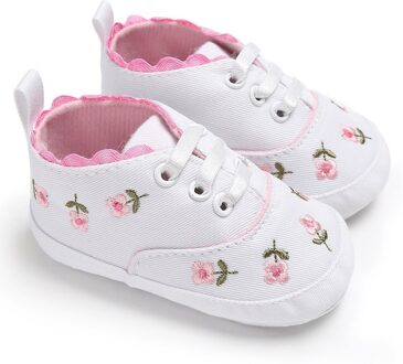 Canvas Pasgeboren Baby Baby Meisjes Bloemen Zachte Zolen Antislip Crib Schoenen Eerste Wandelaar Anti-Slip Sneakers 99 WH / 13