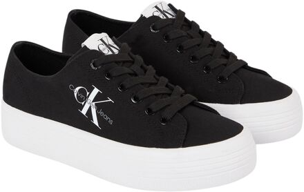 Canvas Platform Sneakers Dames zwart - wit - 39