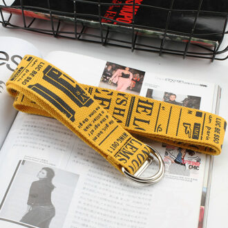 Canvas Riem Koreaanse Versie Mode Verlengen Canvas Riem Literaire Stijl Unisex Student Riem trend D Ring Dubbele Gesp Riemen Geel