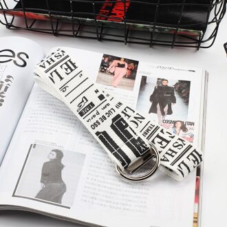 Canvas Riem Koreaanse Versie Mode Verlengen Canvas Riem Literaire Stijl Unisex Student Riem trend D Ring Dubbele Gesp Riemen wit