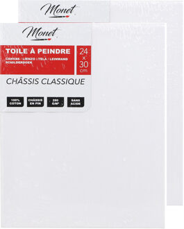 Canvas schilderij doek/paneel - 2x - schilderdoeken - wit - 24 x 30 cm