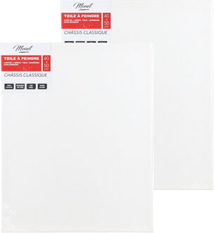 Canvas schilderij doek/paneel - 2x - schilderdoeken - wit - 40 x 50 cm