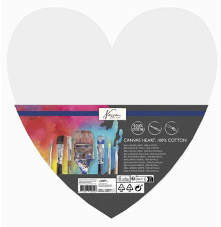 Canvas schilderij doek/paneel - schilderdoeken - hart - wit - 30 x 29 cm