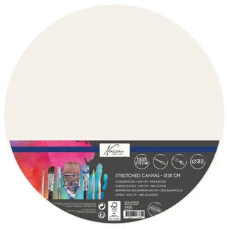 Canvas schilderij doek/paneel - schilderdoeken - rond - wit - D30 cm