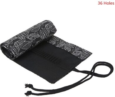 Canvas School Etui 12/24/36/48/72 Gaten Roll Pencilcase Grote Leuke Leaf Penal Voor Meisjes jongens Pen Bag Briefpapier Pouch 36 holes