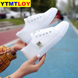 Canvas shoes woman 2020 new arrival Lace-up Spring/autumn Sneakers for girls Fashion Denim solid Blue/White casual shoes Tennis