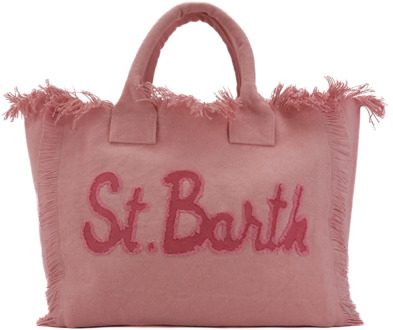 Canvas Shopper Tas Roze Franjes Rits MC2 Saint Barth , Pink , Dames - ONE Size