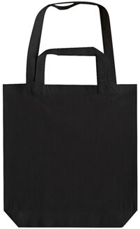Canvas tas met dubbel hengsel - zwart - 38 x 42 cm- Katoen - Boodschappen draagtas/shopper