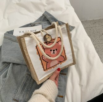 Canvas Tas Vrouwen Tas Meisje Zachte Meisje Handtas Effen Kleur Leisure Tote Een Schouder Messenger Bag bear Cub 2