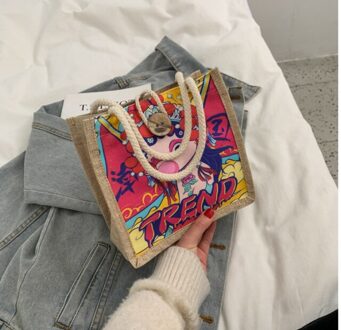 Canvas Tas Vrouwen Tas Meisje Zachte Meisje Handtas Effen Kleur Leisure Tote Een Schouder Messenger Bag bear Cub 4