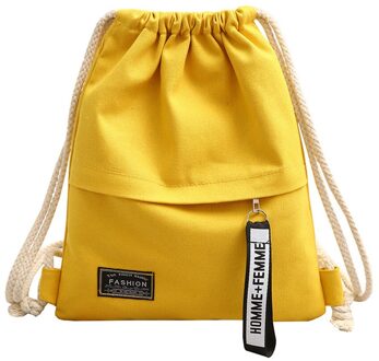 Canvas Trekkoord Rugzak School Gym Canvas Tasje Fitness Rits Opslag Pak Rugzak Tassen Rugzak Voor Tiener geel