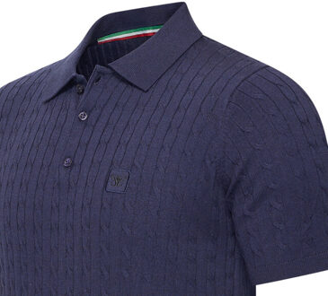 Caorle cable knit polo Blauw - XL