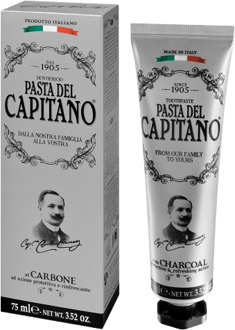 Capitano 1905  Charcoal - Tandpasta - Zonder Fluoride, met actieve koolstof voor frisse adem en tegen vlekken op de tanden