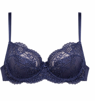 Capri balconnet bh indigo blauw met kant - luxe lingerie - 70C