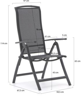 Capri/Fidenza 220cm dining tuinset 7-delig verstelbaar - Laagste prijsgarantie! Grijs