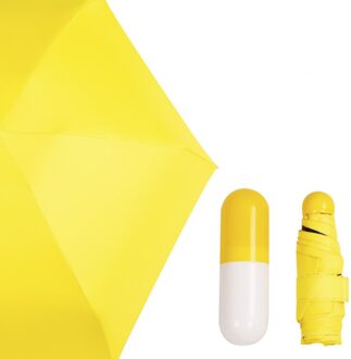 Capsule Paraplu Mini Licht Kleine Pocket Paraplu 270G Anti-Uv Vouwen Compact Gevallen Waterdichte Mannen Parasol Meisjes Reizen geel
