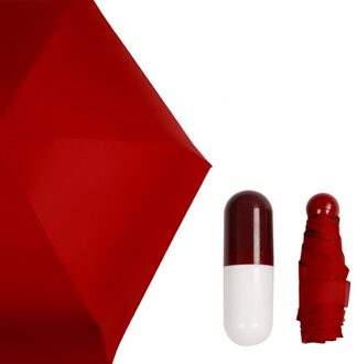 Capsule Paraplu Mini Licht Kleine Pocket Paraplu 270G Anti-Uv Vouwen Compact Gevallen Waterdichte Mannen Parasol Meisjes Reizen Rood