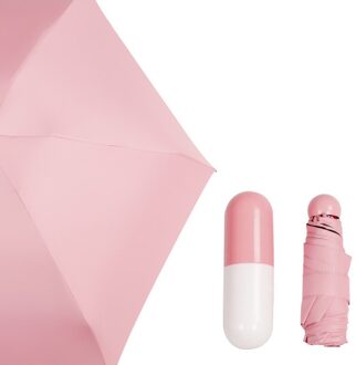 Capsule Paraplu Mini Licht Kleine Pocket Paraplu 270G Anti-Uv Vouwen Compact Gevallen Waterdichte Mannen Parasol Meisjes Reizen Roze