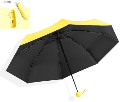 Capsule Paraplu Zonnebrandcrème Vinyl Anti-Uv Compact Zakformaat Vouwen Lichtgewicht Sneldrogende Tool UPF50 geel