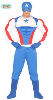 Captain America Kostuum | Zeer Brede Superster Held | Man | Maat 52-54 | Carnaval kostuum | Verkleedkleding