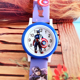 Captain America Silicone Printed Band Children Quartz Watch Boy Elementary School Student Casual Watch