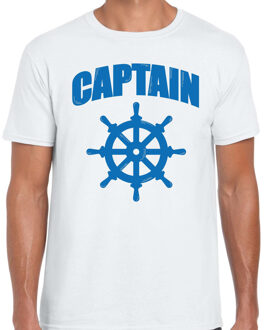 Captain / kapitein met roer/stuur verkleed t-shirt wit voor heren XL