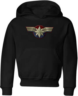Captain Marvel Chest Emblem kinder hoodie - Zwart - 110/116 (5-6 jaar) - S
