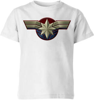 Captain Marvel Chest Emblem kinder t-shirt - Wit - 122/128 (7-8 jaar) - Wit